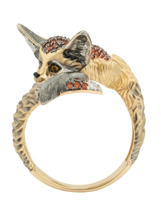 Кольцо из лимонного золота c эмаль и фианитом