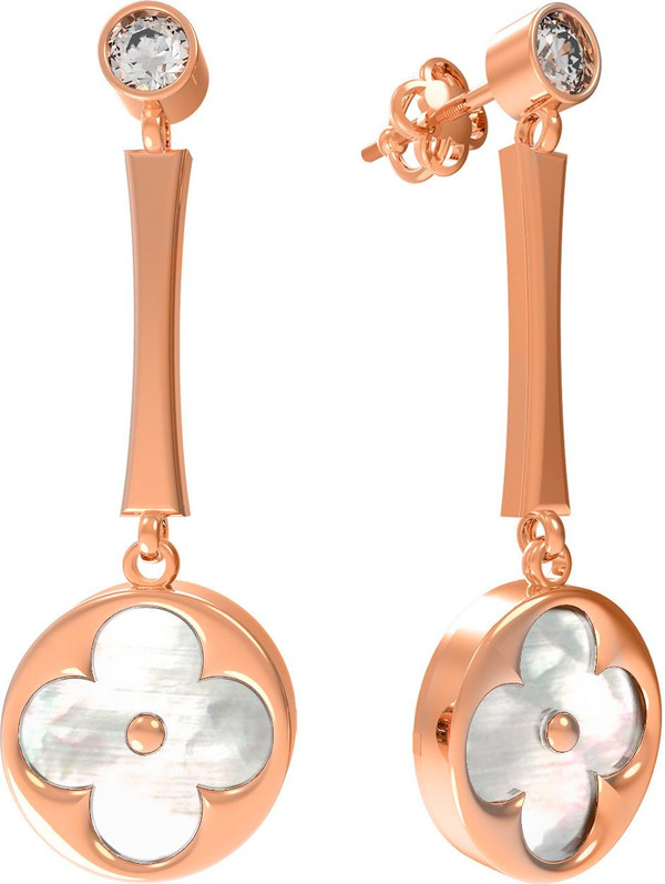 Серьги из золота c фианитом и перламутром