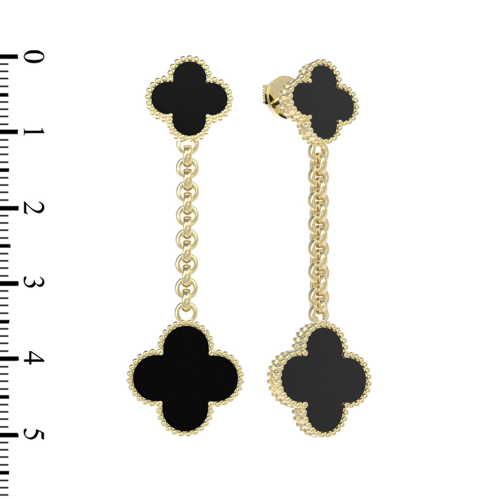 Серьги из лимонного золота c ониксом