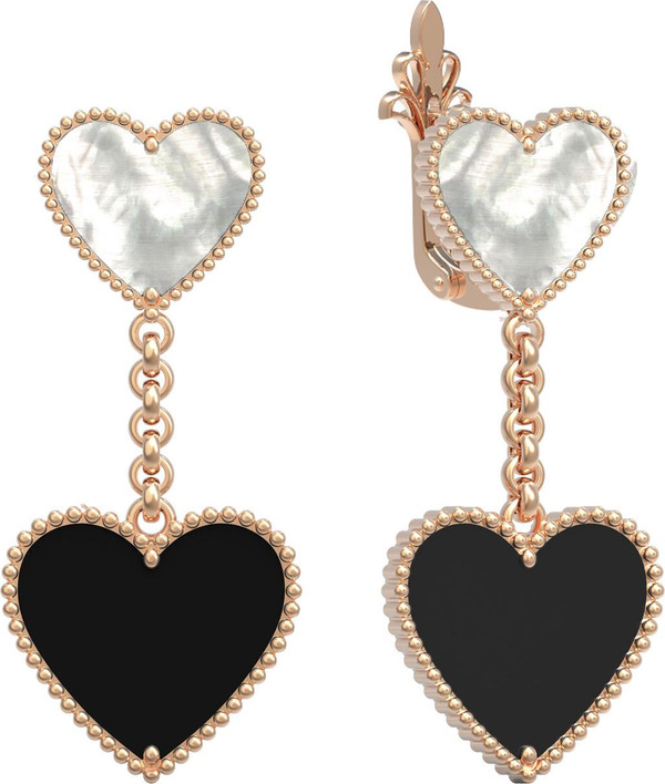 Серьги из золота c ониксом и перламутром