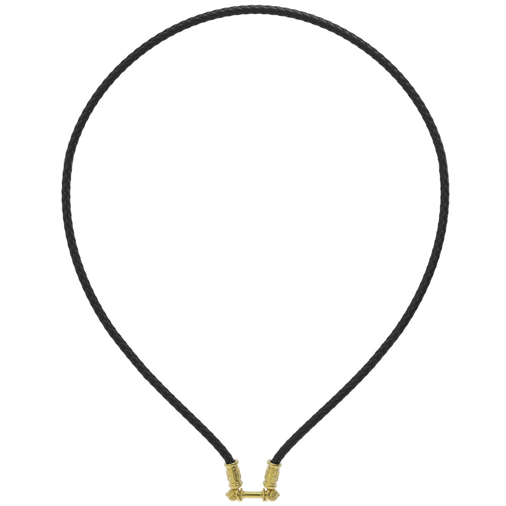 Шнурок кожаный из лимонного золота c кожаным шнурком