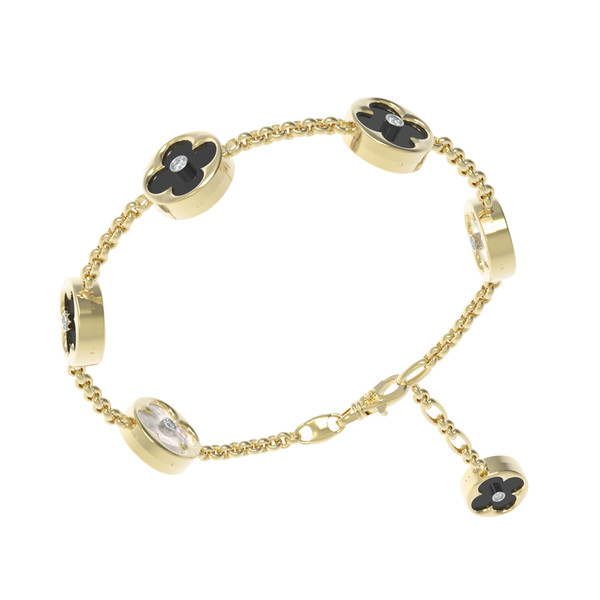 Браслет из лимонного золота c бриллиантами, ониксом и перламутром