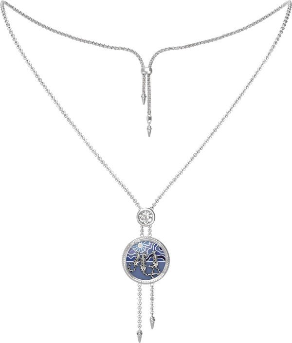 Колье из белого золота 585 пробы c эмалью