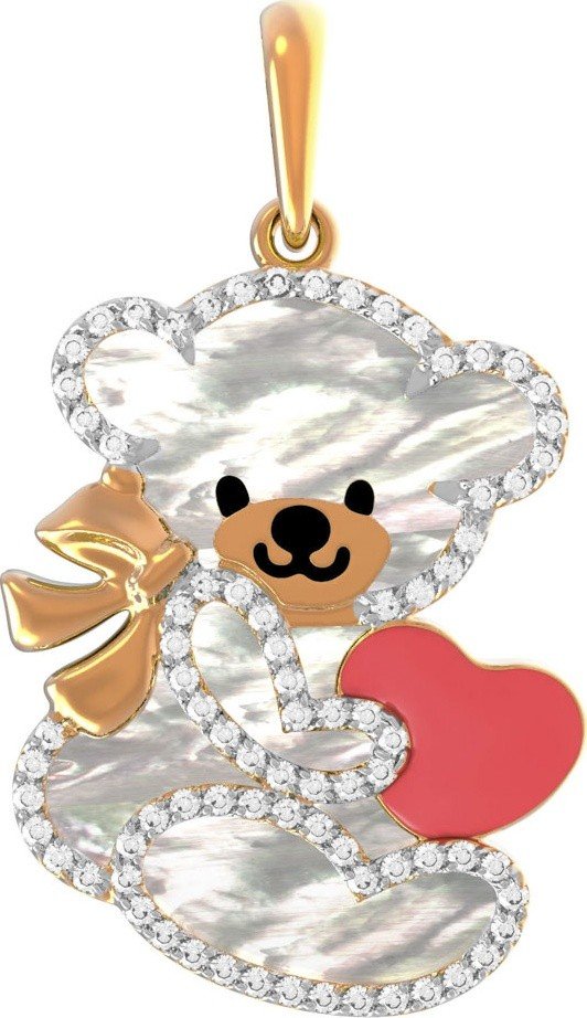 Подвеска из золота c эмалью, фианитом и перламутром