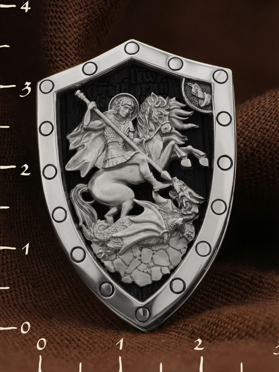 Образок из белого золота c эбеновым деревом