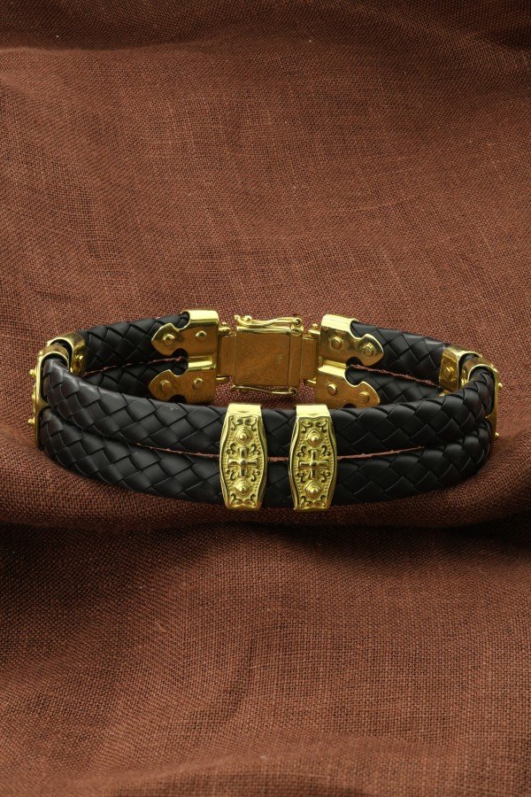 Браслет из лимонного золота c шнурком