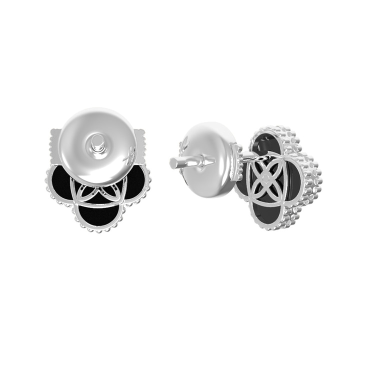 Серьги из белого золота c бриллиантами и ониксом