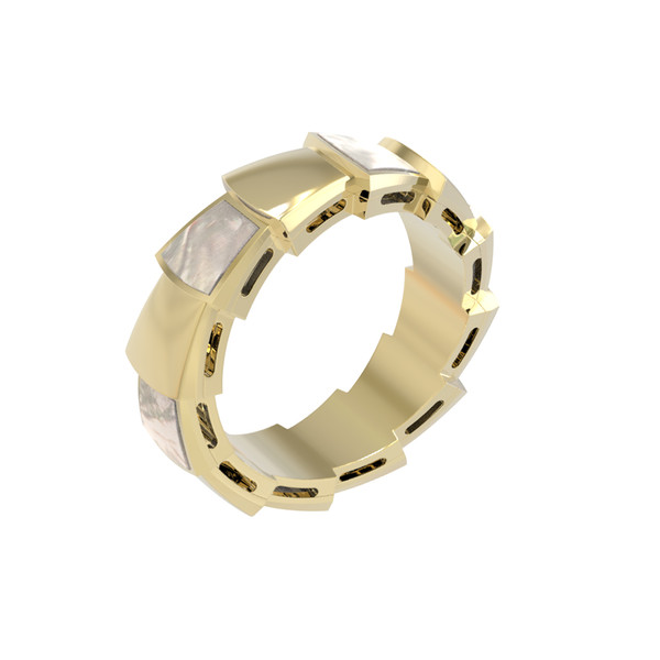 Кольцо из лимонного золота c перламутром