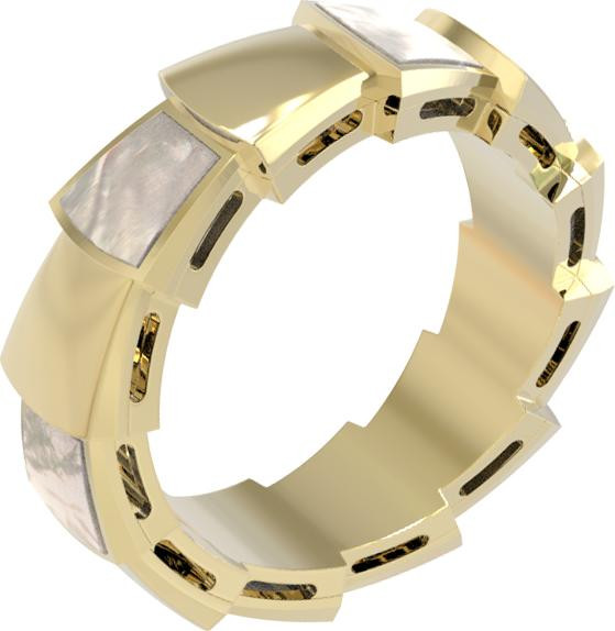 Кольцо из лимонного золота c перламутром