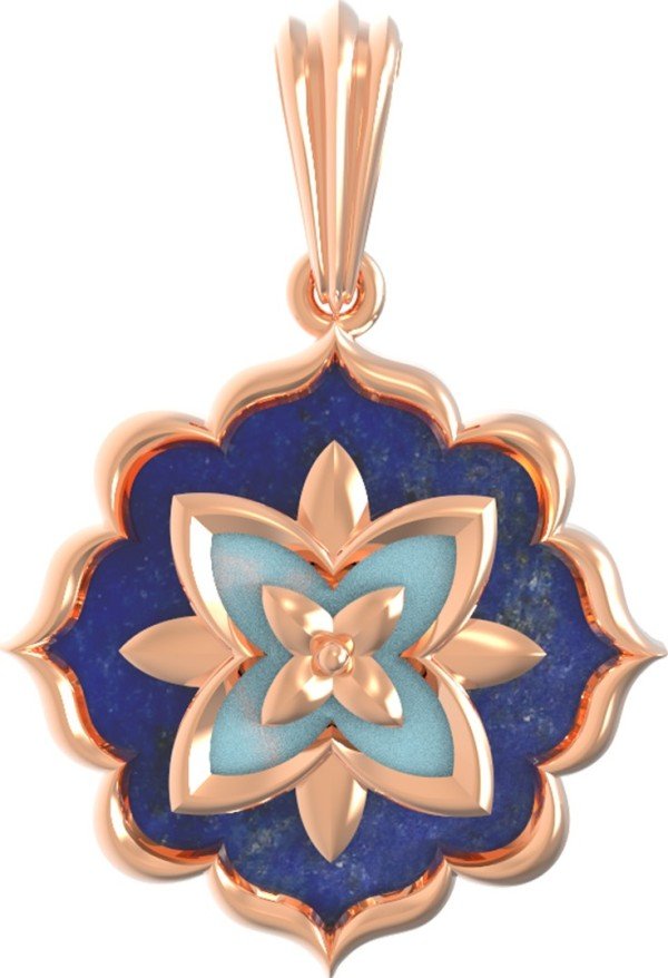 Подвеска из золота c бирюзой и лазуритом