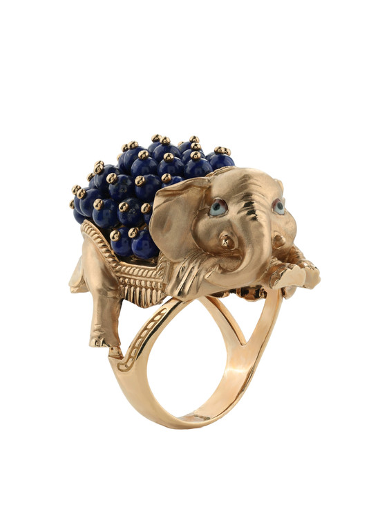 Кольцо из золота c эмаль и лазуритом