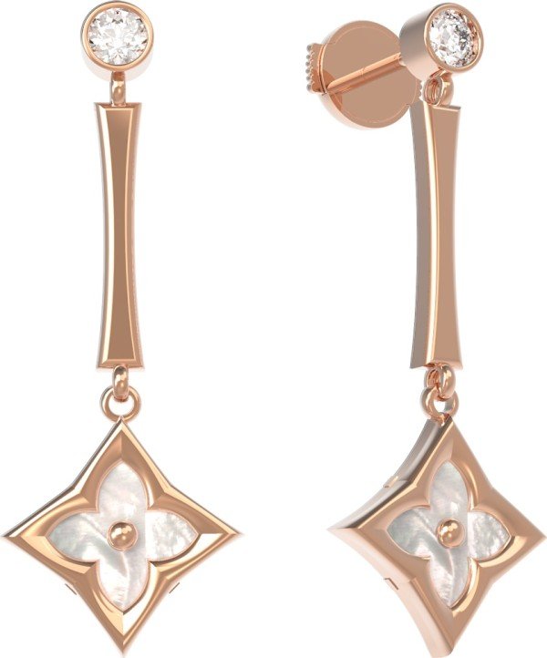 Серьги из золота c фианитом и перламутром