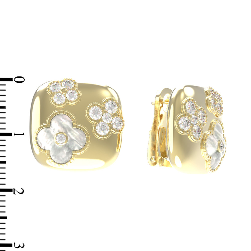 Серьги из лимонного золота c бриллиантами и перламутром