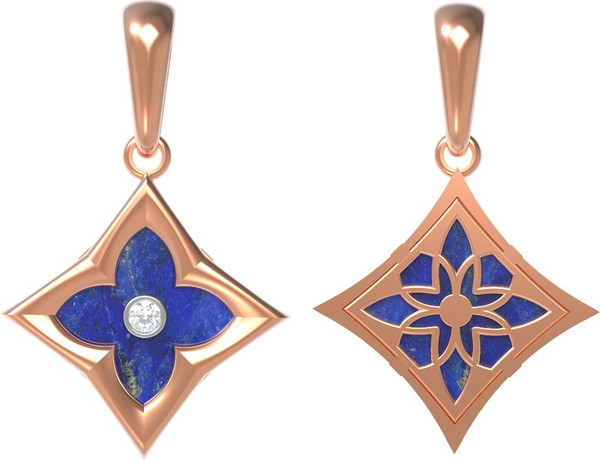 Подвеска из золота c бриллиантами и лазуритом