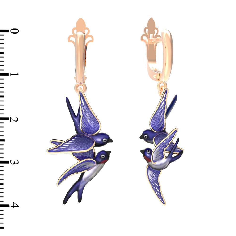 Серьги из золота c эмаль