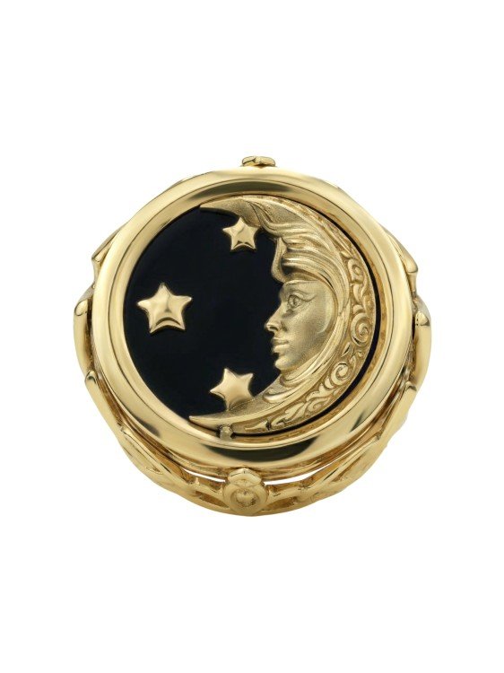 Кольцо из лимонного золота c ониксом и перламутром