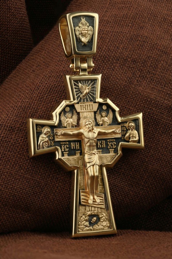 Крест из лимонного золота 585 пробы