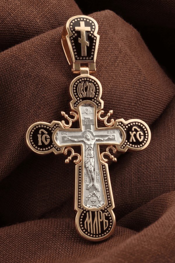 Крест из золота c эмаль