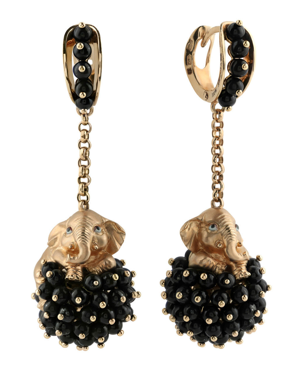 Серьги из золота c эмаль и ониксом