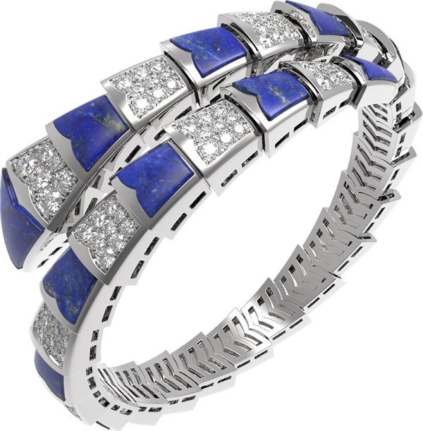 Браслет из белого золота c бриллиантами и лазуритом