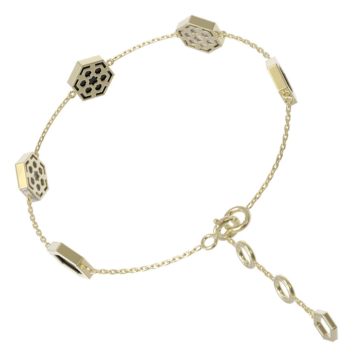 Браслет из лимонного золота c ониксом и перламутром