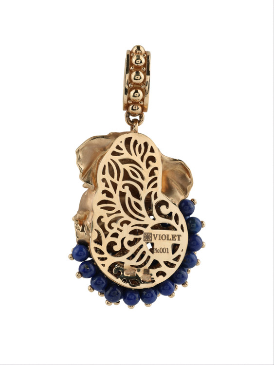 Подвеска из золота c эмаль и лазуритом