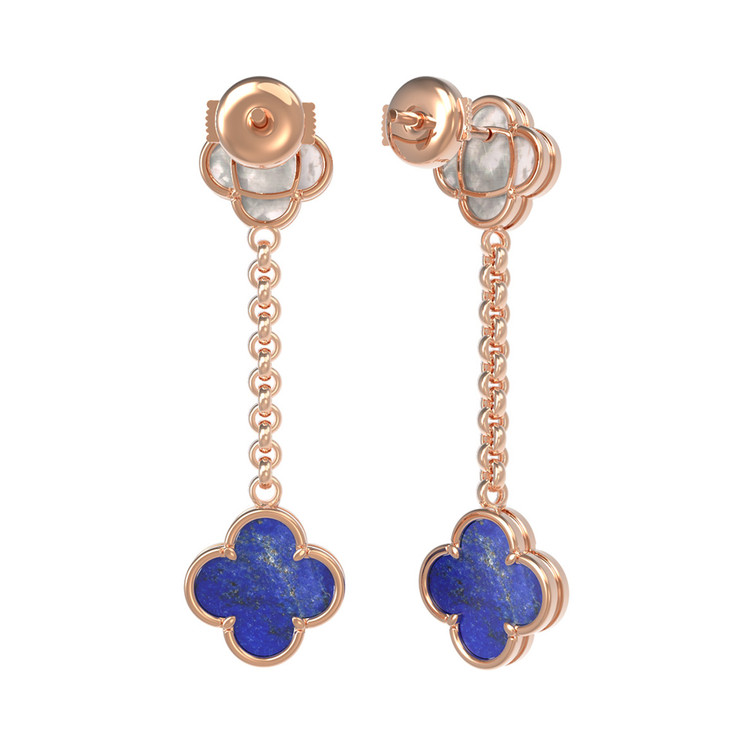 Серьги из золота c лазуритом и перламутром