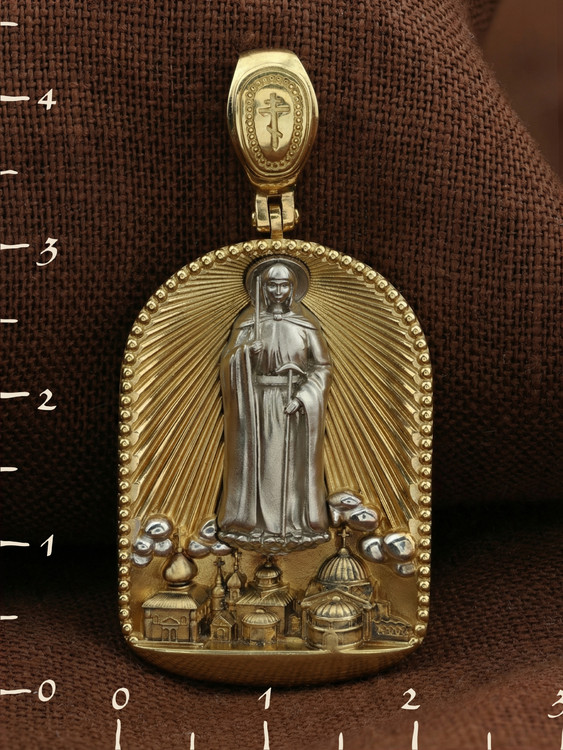 Образок из лимонного золота c эмаль