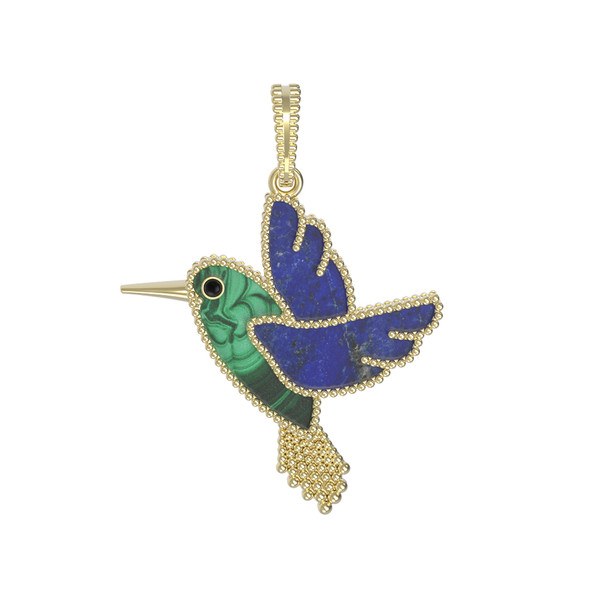 Подвеска из лимонного золота c эмаль , лазуритом и малахитом