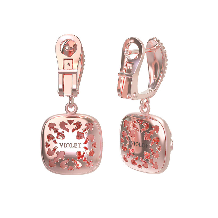 Серьги из розового золота c бриллиантами и перламутром