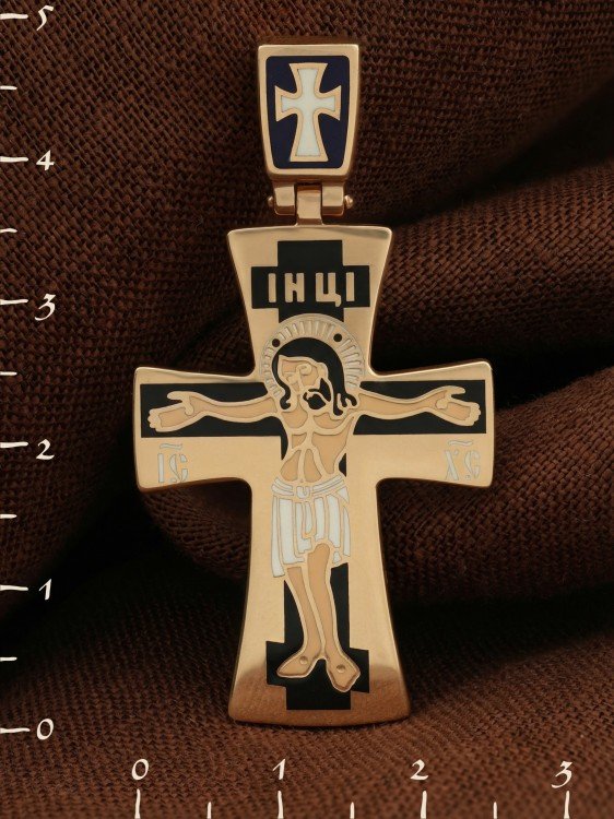 Крест из золота c эмаль