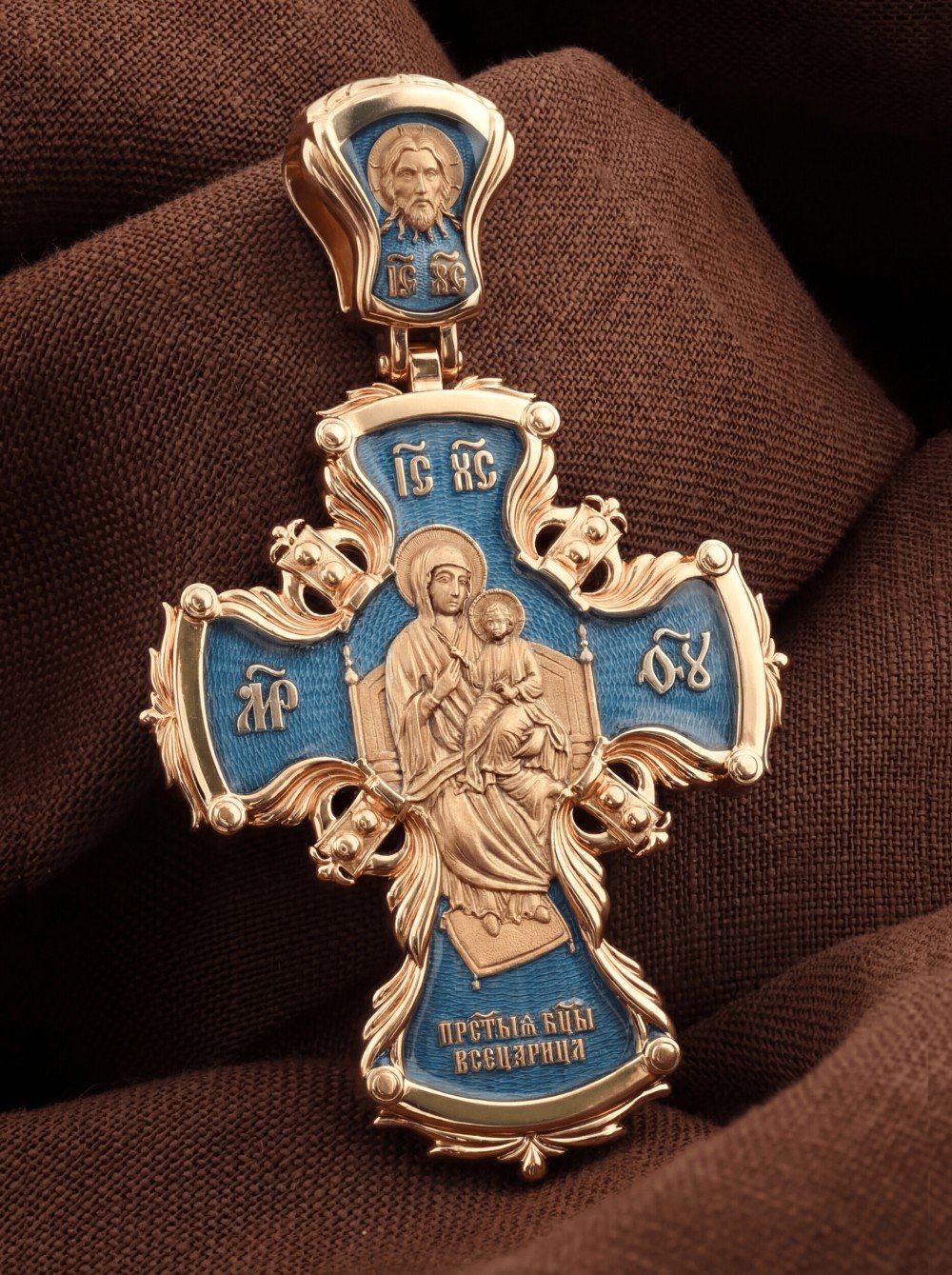 Крест из золота c эмаль