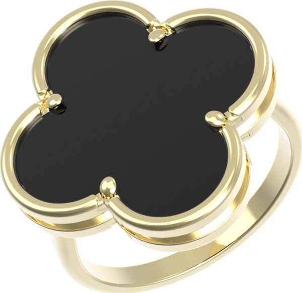 Кольцо из лимонного золота 585 пробы c ониксом