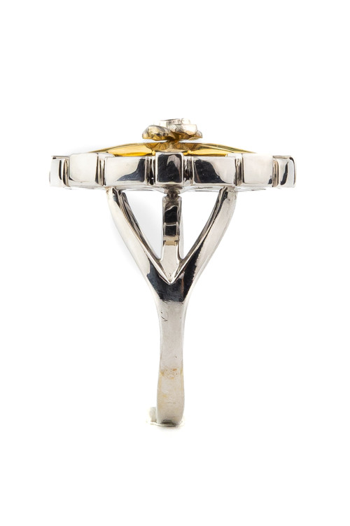 Кольцо из белого золота c эмаль и ониксом