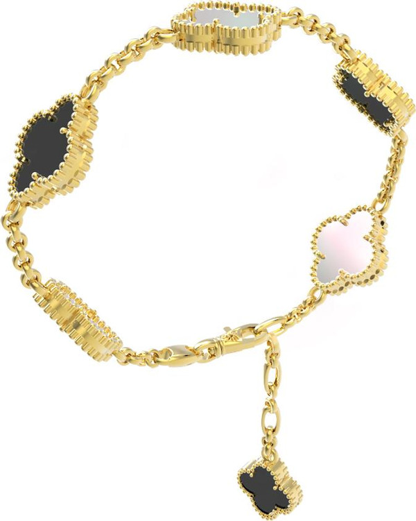 Браслет из лимонного золота c ониксом и перламутром