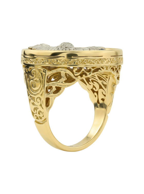 Кольцо из лимонного золота c эмаль