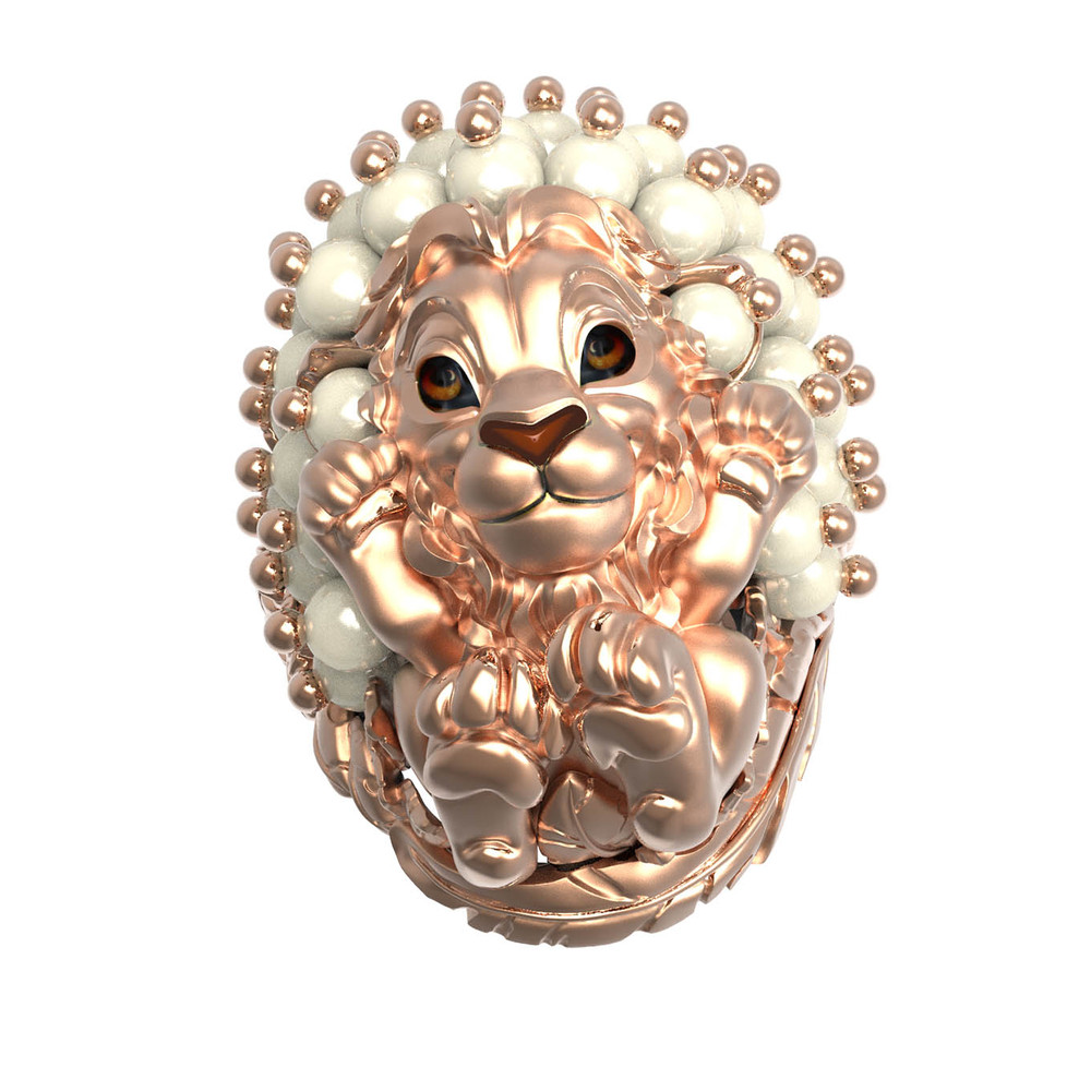 Кольцо из золота c эмаль и жемчугом