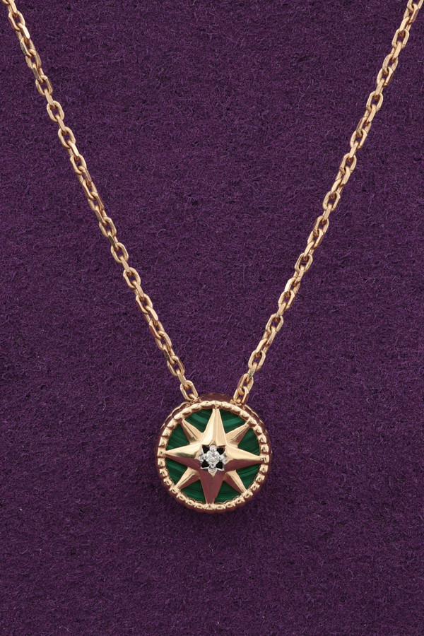 Колье из золота c бриллиантами и малахитом