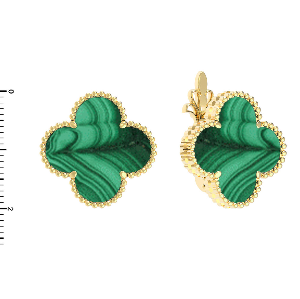 Серьги из лимонного золота c малахитом