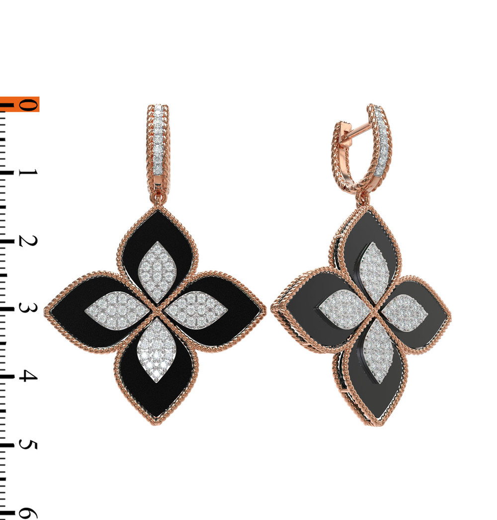 Серьги из золота c бриллиантами и ониксом