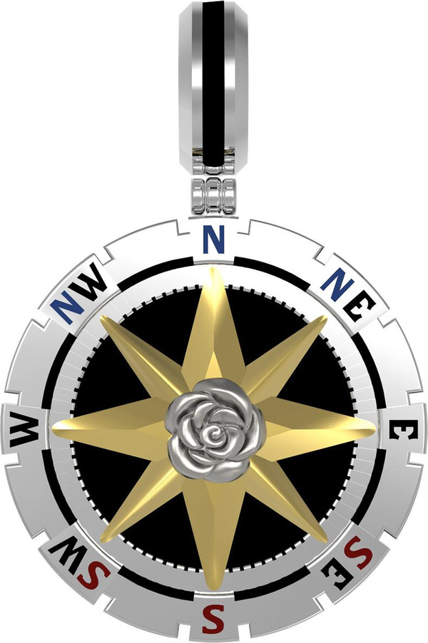 Подвеска из белого золота c эмаль и ониксом