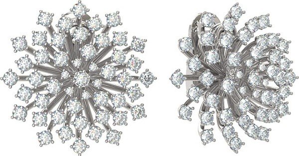 Серьги из белого золота 585 пробы c бриллиантами