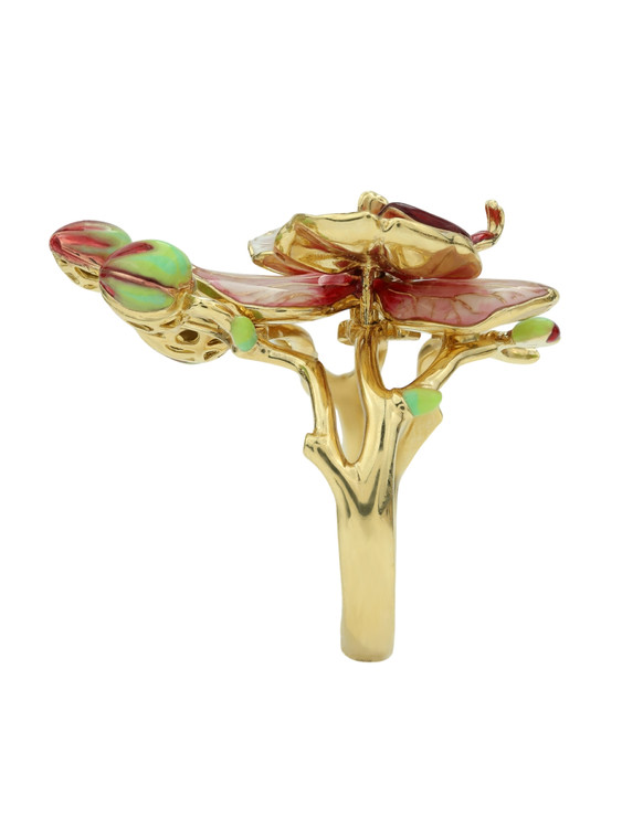 Кольцо из лимонного золота c эмаль