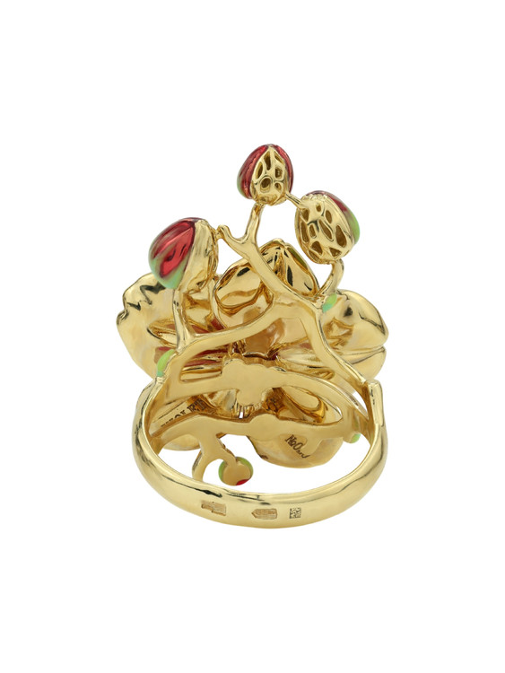 Кольцо из лимонного золота c эмаль