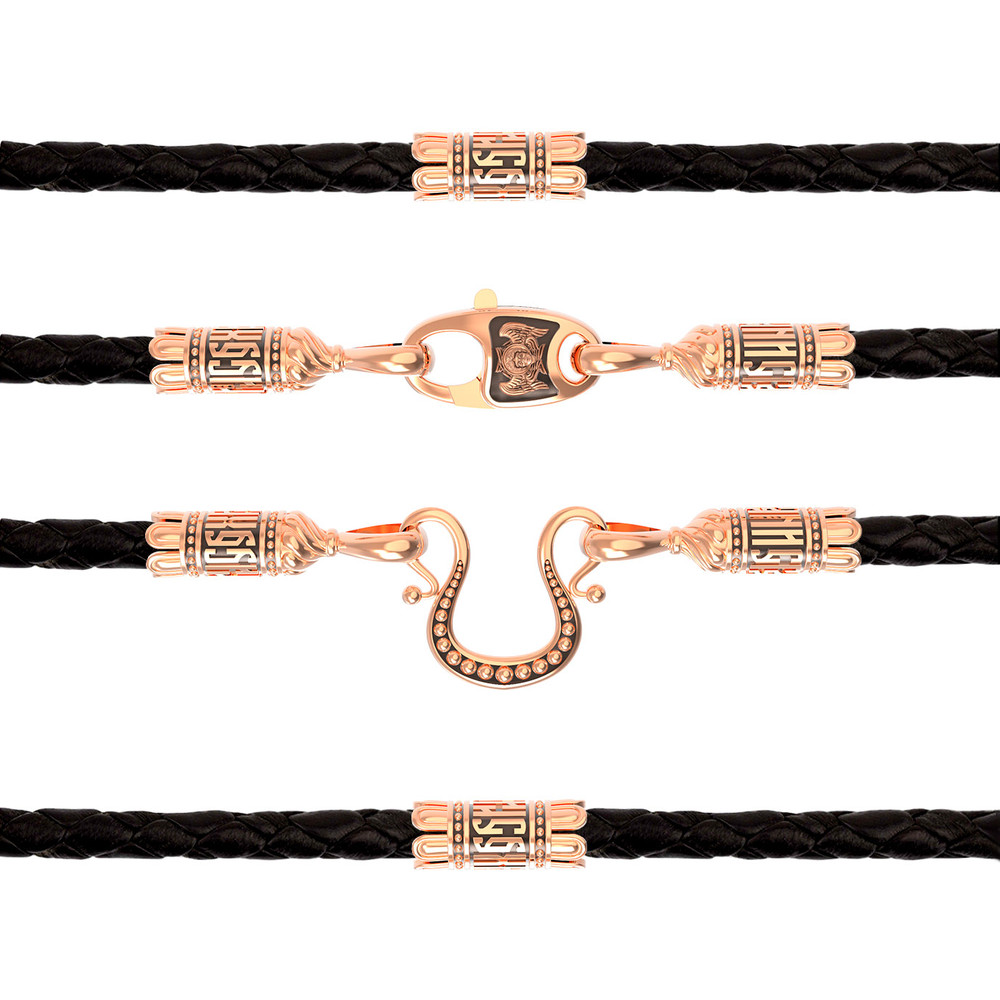 Шнурок кожаный из золота c кожаным шнурком