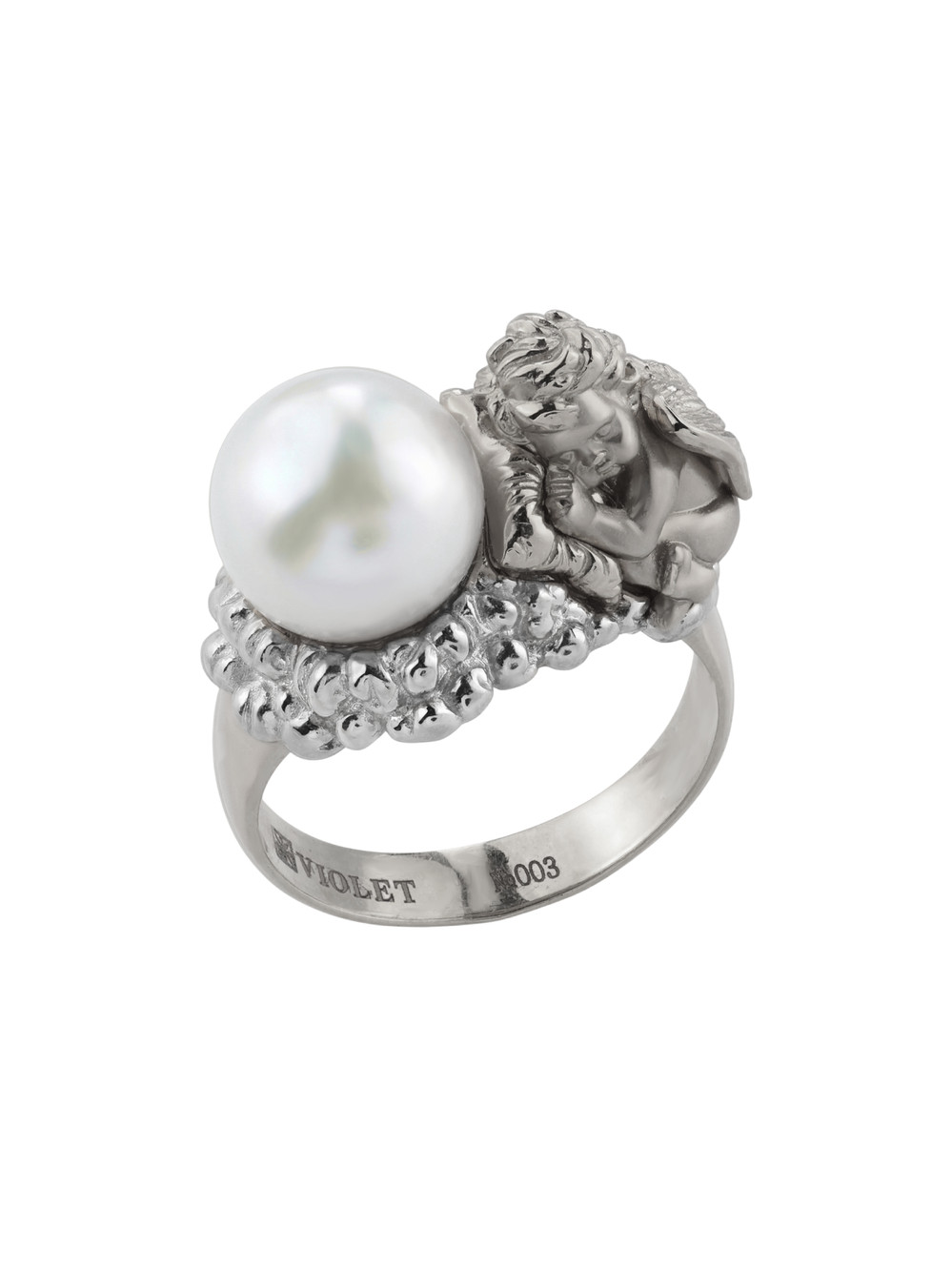 Кольцо из белого золота c жемчугом