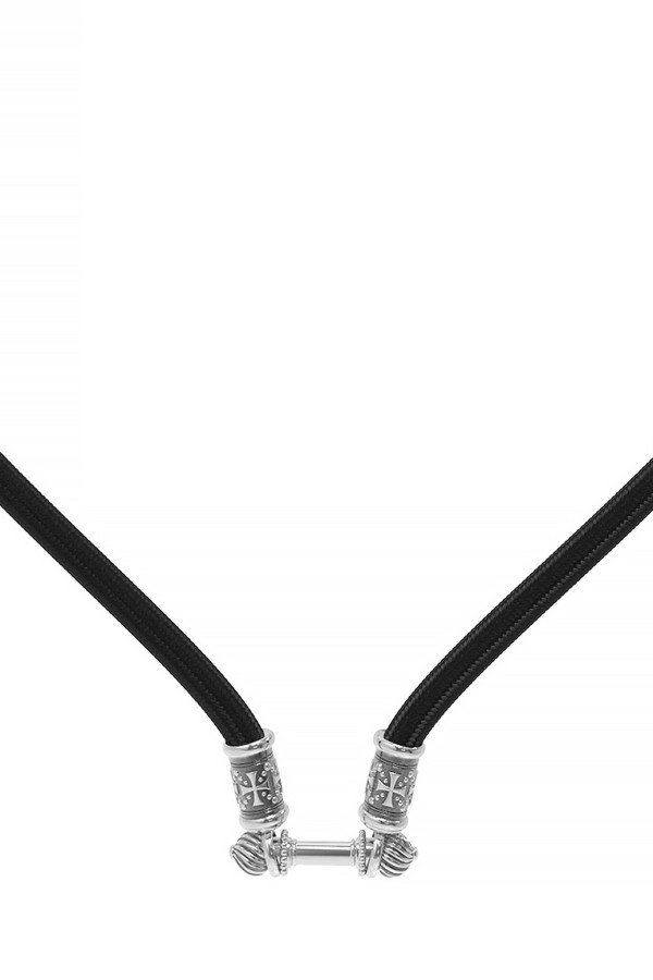 Шнурок шёлковый из белого золота 585 пробы c шёлковым шнурком