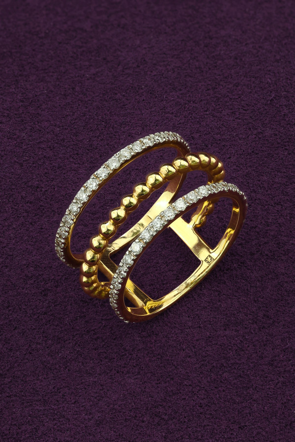 Кольцо из лимонного золота c бриллиантами