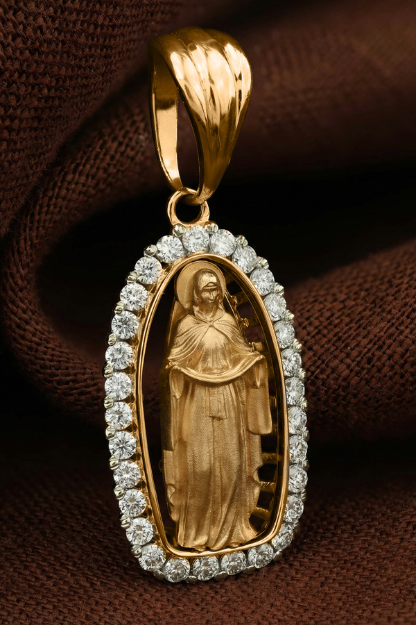 Образок из лимонного золота c бриллиантами