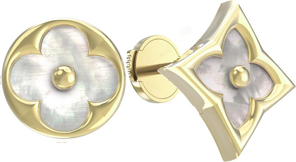 Серьги из лимонного золота c перламутром